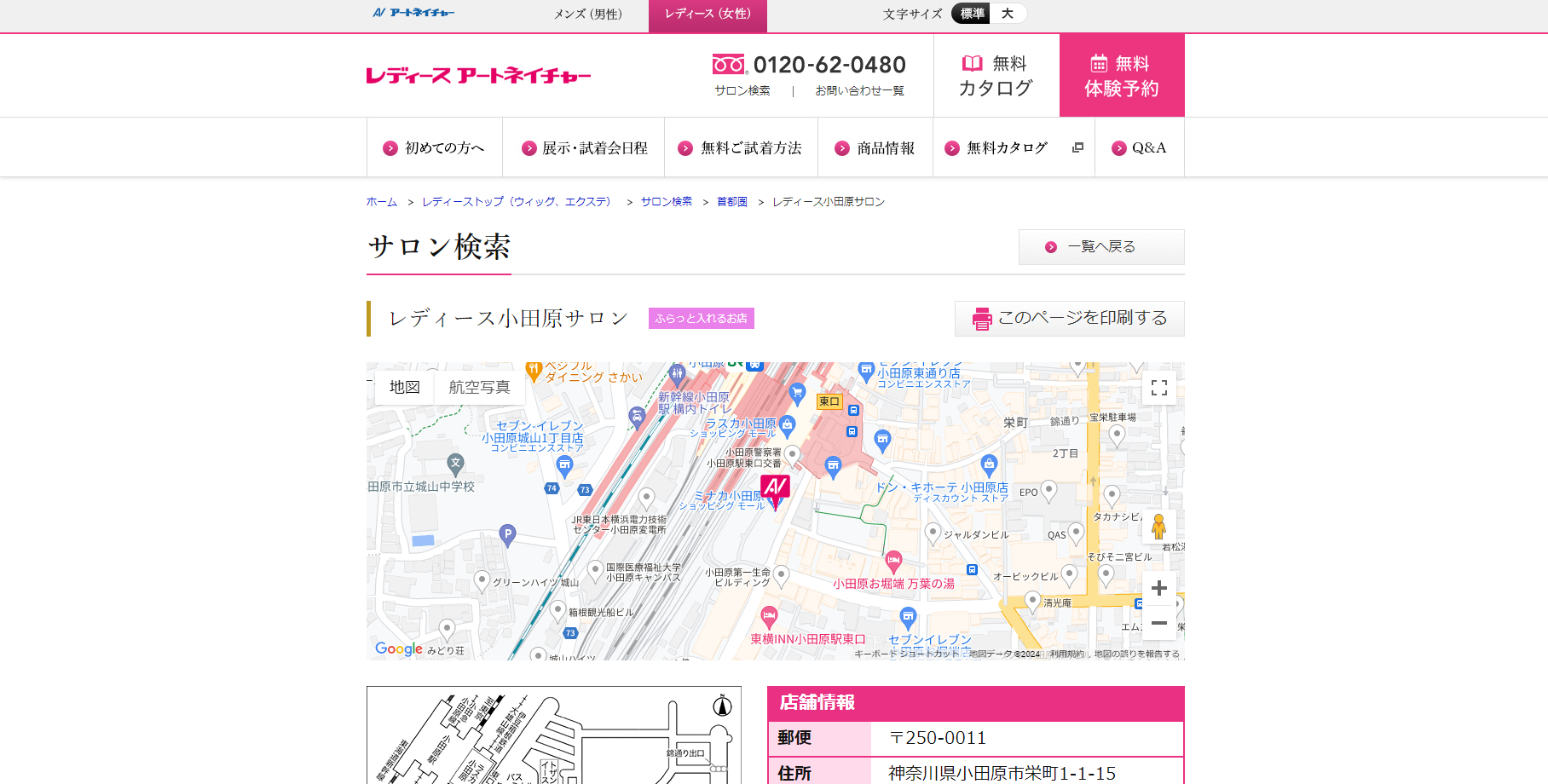 レディース小田原サロンの公式HPキャプチャ