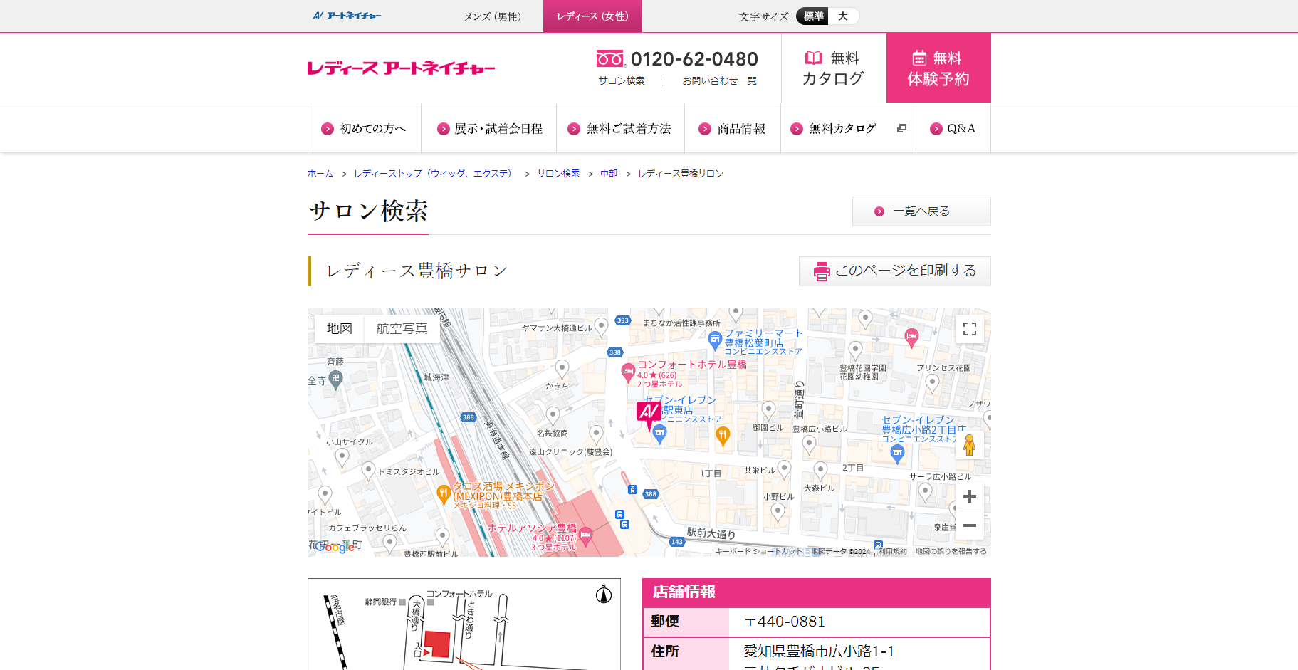 レディース豊橋サロンの公式HPキャプチャ