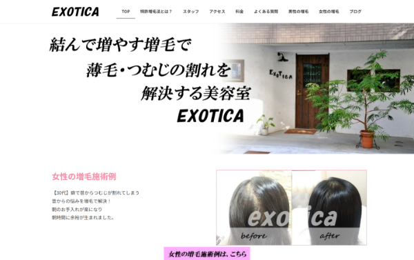 EXOTICAの公式HPキャプチャ