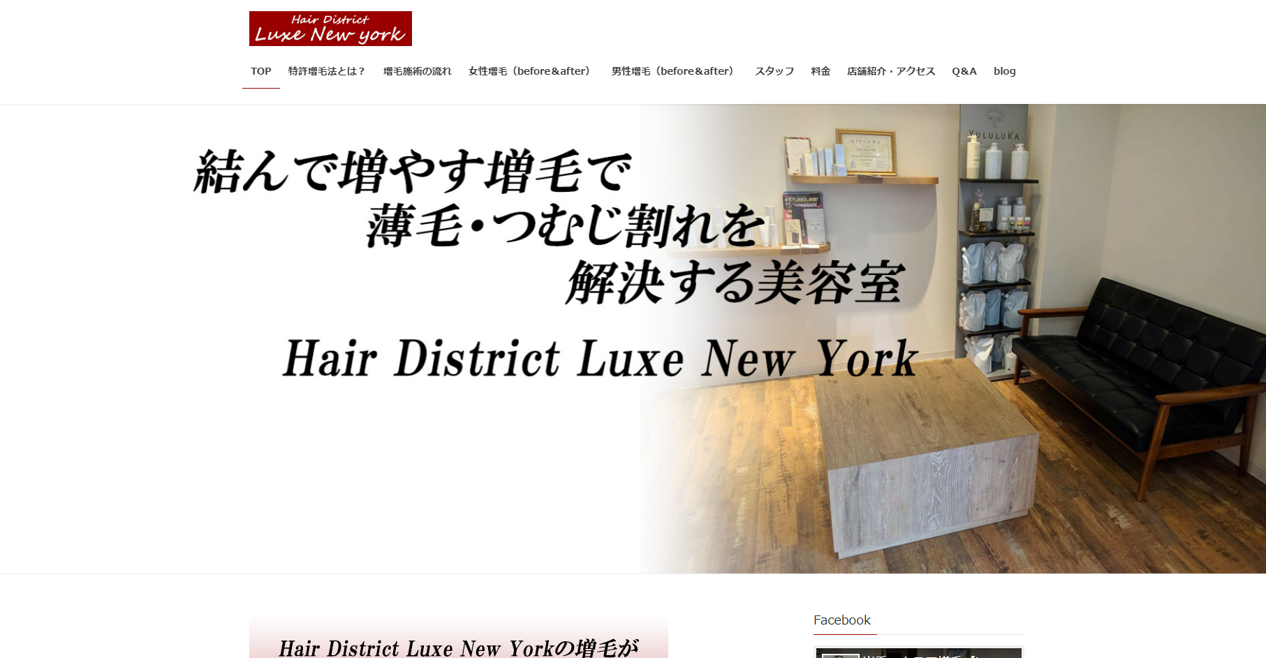 Hair District Luxe New Yorkの公式HPキャプチャ